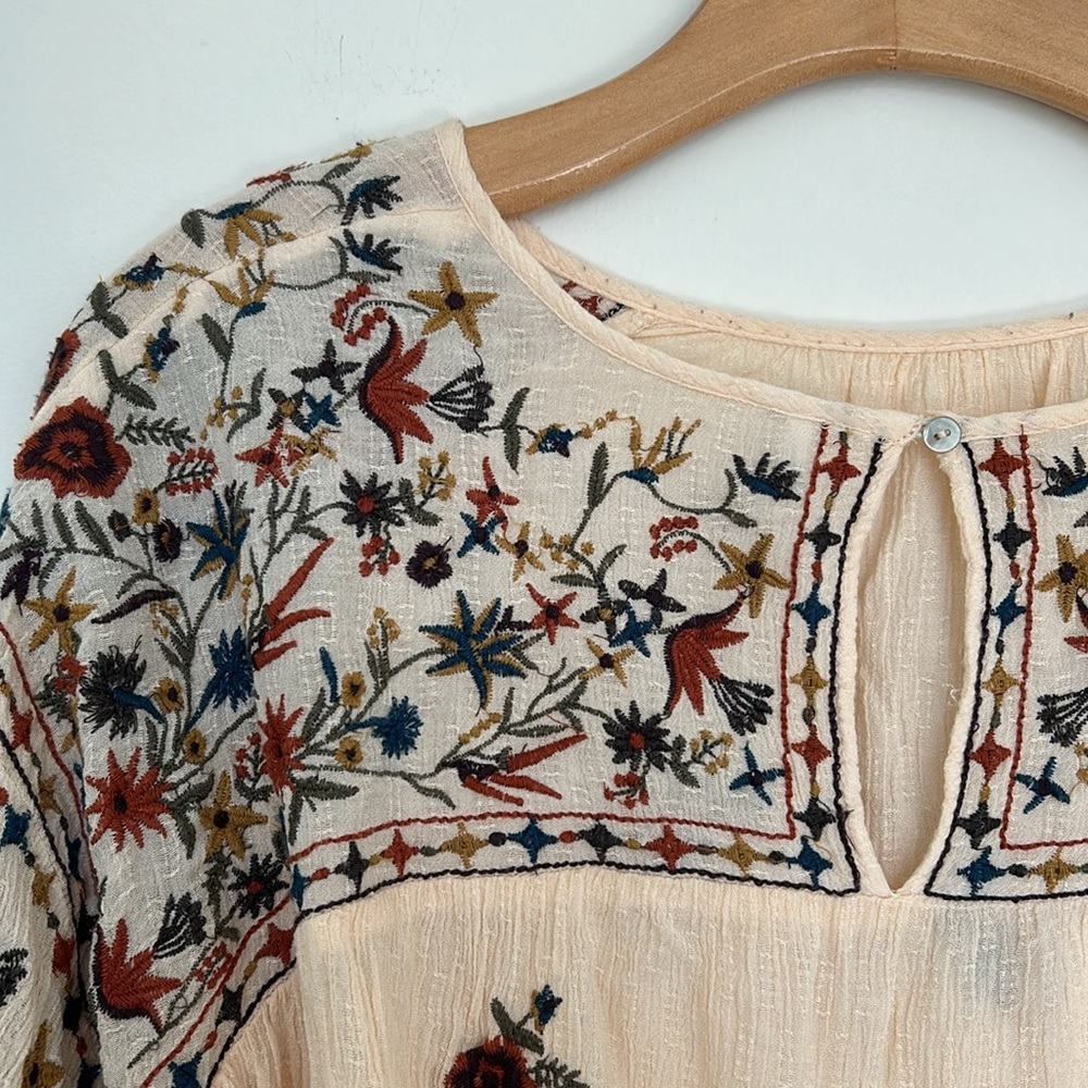 Free People Embroidered Wild Flowers Blouse Size XS - Picture 11 of 15
